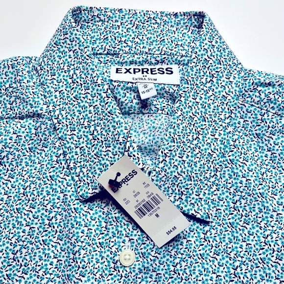 🆕 Express Outlet Extra Slim Floral Dress Shirt - Med - Picture 2 of 4
